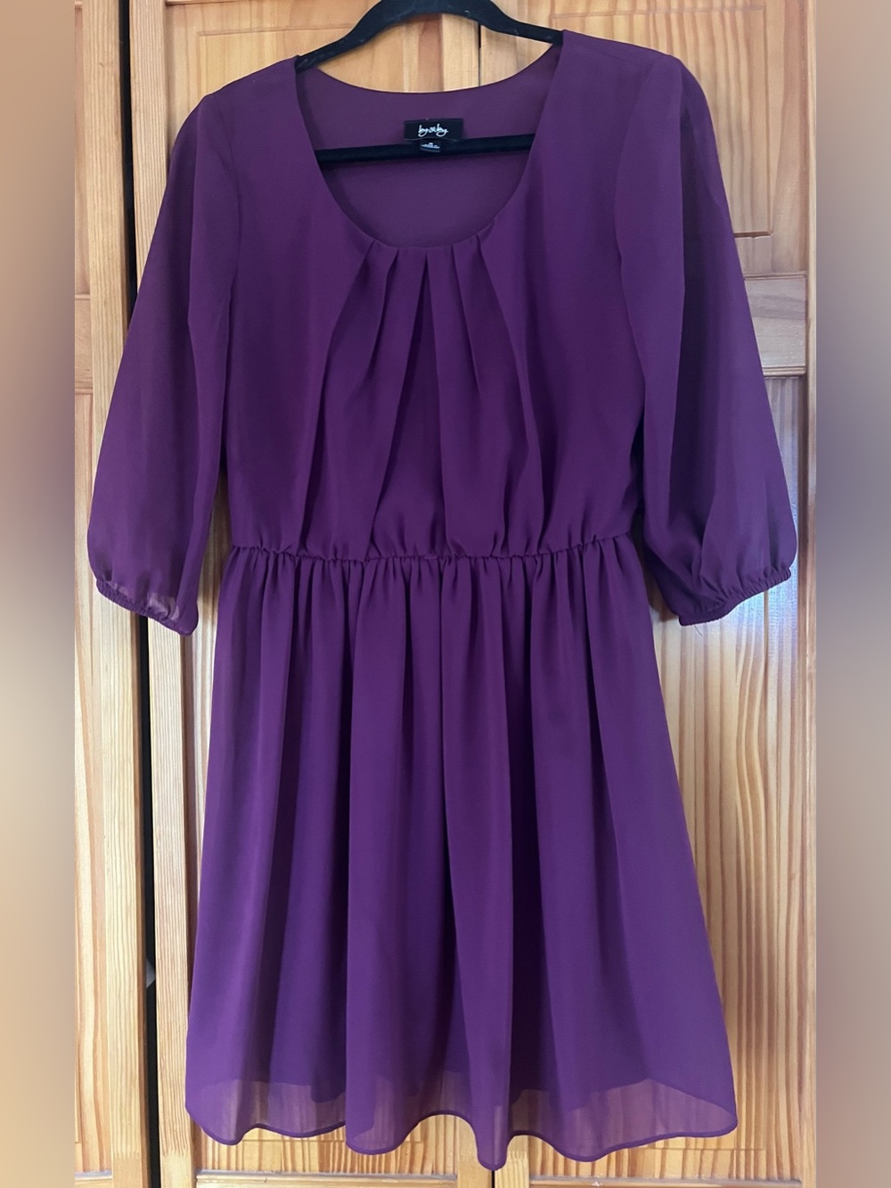 Deep Wine Colored Women’s Chiffon Fit-and-Flare Dress